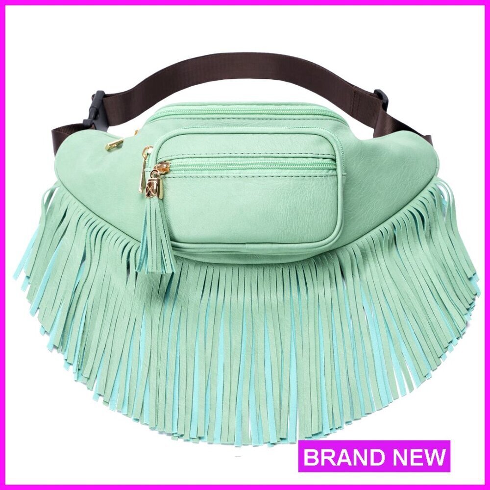 Fringe Waist Pack with Multi Zipper Pockets for Travel